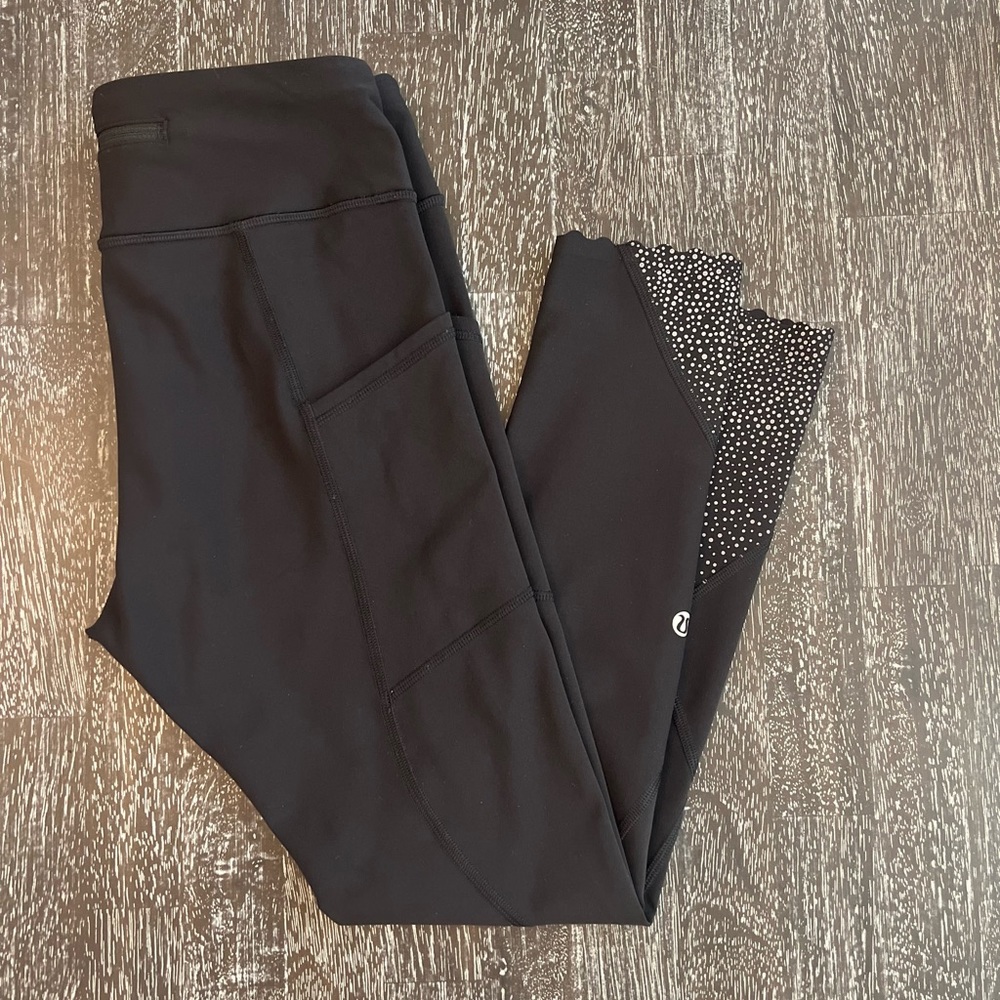 lululemon athletica Black Leggings with White Dots